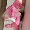 Ropa Interior Francesa Transfronteriza para Mujer Verano Encaje Bordado Color en Contraste Estilo Chaleco Ultradelgada Transparente Sexy Set de Brasier sin Esponja