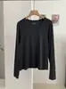 KEKEZOON Nuevo Otoño Manga Larga Ajustado Versátil Cuello Redondo Color Sólido Camiseta de Manga Larga Top para Mujer 8714