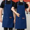 Delantal de Lona Impermeable, Delantal de Uniforme de Trabajo a la Moda para Catering, Cafetería, Panadería, Mesero, Delantal con Logo Personalizado