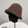 Invierno Nuevo sombrero de cubo tejido de doble cara de lana de cordero para mujer engrosado cálido moda que hace que la cara se vea pequeña reloj sombrero de pescador
