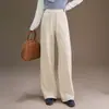 Pantalones Rectos con Forro Polar para Mujer, Otoño e Invierno 2025 Nuevos Pantalones Largos Adelgazantes de Cintura Alta, Pantalones Casuales Estrechos de Pierna Ancha