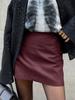 Moda Europea y Americana Angora Rojo Cuero PU Falda Niche para Mujer de Alta Gama Otoño e Invierno Falda Corta Línea A Falda Exportación Ropa de Mujer