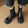 Botines Chelsea cortos de estilo británico con punta redonda para mujeres petite, tacón grueso de 5.5 cm, versátiles, suaves y cómodos