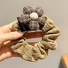 Faixa de Cabelo Melard Outono e Inverno, Scrunchie Florido Xadrez para Meninas, Elástico de Cabelo Infantil, Corda para Rabo de Cavalo Alto, Acessório de Cabelo para Coque