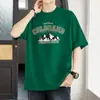Camiseta de Manga Corta para Hombre Estilo Americano, Peso Pesado 260g, Algodón Puro, con Estampado de Letras de Moda, Cuello Redondo, Camiseta Básica de Verano de Manga Media