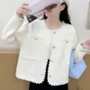 Chaqueta corta tipo cárdigan de cuello redondo estilo Chanel para mujer, nueva prenda exterior de moda ajustada para otoño e invierno para damas