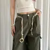 Cinturón Tejido de Madera con Anillo de Estilo Étnico para Mujer, Diseño de Nicho con Estilo Bohemio, Cuerda para la Cintura para Decorar Vestidos y Jeans
