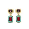 Pendientes de Aleación de Cobre para Mujer con Estilo Retro Francés, Diseño de Nicho, Temperamento Elegante de Gama Alta, Transmisión en Vivo Transfronteriza de Segunda Mano