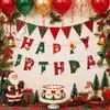 Prank de Natal Bandeira de Puxar de Aniversário Banner de Letras Cartoon Retrô Decoração Suspensa Espiral Enfeites para Topo de Bolo