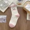 Meias Kt Cat Femininas Meia-Calça Primavera e Verão Finas Estilo Japonês Doce Desenho Animado Meias de Renda Brancas Longas Meias Rosas