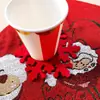 Posavasos y Manteles de Fieltro con Copos de Nieve Rojos para Navidad Transfronteriza, Decoración Festiva para el Hogar, Aislantes Térmicos y Antideslizantes, Hechos a Medida, Venta al por Mayor de Fabricantes