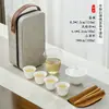 Porcelana Branca Portátil Tampa de Viagem Tigela Conjunto de Chá Kung Fu Conjunto de Ensino de Arte do Chá com Bandeja de Chá Porcelana de Jade Presente de Atividade logo