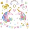 Nuevo LD93104 - Pegatina de pared decorativa autoadhesiva con diseño de unicornio, arcoíris y estrellas, para habitación infantil y guardería