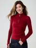 Nuevo suéter de cachemira para mujer de otoño e invierno, cuello medio alto, jersey de punto con media cremallera, ajuste ceñido, top cálido, capa base de lana tejida
