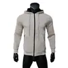 Moletom cardigã com zíper e corte solto masculino, cor sólida, versátil, adequado para fitness e esportes diários, top esportivo de outono