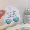 Banho de Ouro Real, Coleção Série Azul Moda Coreana e Japonesa, Brincos de Esmalte com Efeito Gotejante para Mulheres, Novos Brincos e Acessórios de Luxo Leve Nicho