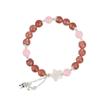 Pulsera de Cristal Natural de Cristal de Fresa en Polvo Ágata Blanca Estrella Original para Mujer Hilo de Mano Color Melocotón Caliente Joyería