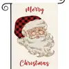 Bandeira de Jardim de Natal 2022 Transfronteiriça Estampa em Linho Aquarela Xadrez Bandeira Decorativa para Feriado de Natal Pátio Externo