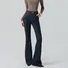 Jeans de campana azules retro americanos para mujer, nuevos de cintura alta adelgazantes que levantan el trasero, con bolsillo de botón, de campana hasta el suelo