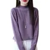 Suéter de punto para mujer con diseño versátil de capa interior, nuevo top base brillante de seda para otoño e invierno, cuello medio alto, nicho
