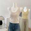 Chaleco de Punto Fino con Cuello en U de Seda de Hielo para Mujer, Nuevo Estilo Verano 2026, Top sin Mangas que Cubre los Lados del Pecho, Camiseta sin Mangas Exterior