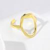 Anillo de acero inoxidable hueco geométrico ovalado barroco abierto anillo de dedo de mujer presión de aceite joyería de acero de titanio borde cruzado