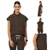 Uniformes de quirófano transfronterizos hechos de tela elástica de secado rápido, manga corta, ropa de trabajo unisex para clínicas dentales y laboratorios, al por mayor