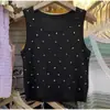 Camisola Chaleco Pequeño Estilo Hong Kong Único y Elegante para Mujer Verano Rosa Brillante Base Interior Sin Mangas Tejido Superior para Mujer