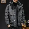 Jaqueta de Penas de Pato 90% Masculina Outono e Inverno com Capuz 2025 Nova Marca Tendência Tamanho Grande Jaqueta de Trabalho Masculina com Patch Térmico