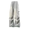 Calça de Trabalho de Verão com Sensação de Gelo Transfronteiriça para Homens, Casual com Múltiplos Bolsos, Tamanho Grande, Estilo Americano, Corte Reto Solto, Calça de Caminhada Estilo Montanha para Exterior