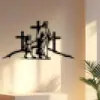Arte em Ferro Transfronteiriça Cruz Estátua Decoração de Parede Pendente de Parede Decoração de Sala de Estar Interna Artesanato em Silhueta Oca em Forma de Coração Ornamento Pendente