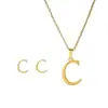 Popular Europeo y Americano Acero Inoxidable 26 Letras Alfabeto Arete Colgante Collar Conjunto Acero de Titanio Joyería Pendientes Joyería