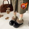 2025 Nuevas Zapatillas de Algodón de Moda para Invierno Zapatos Peludos de Suela Gruesa con Punta de Dedo Forradas de Felpa Cálidas de Una Pierna Elevadoras Zapatos de Nieve