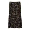 Saia Plissada Floral para Mulheres, Estilo Férias de Verão, Versátil Estampada Alta Elasticidade Issey Miyake Plissada Prensada à Mão Saia Reta com Fenda, Saia Longa