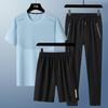 Traje Deportivo de Verano 2025 Pantalones Casuales de Seda de Hielo Pantalones Cortos de Manga Corta Traje de Tres Piezas Pantalones Transpirables con Sensación de Hielo para Hombre