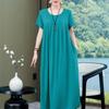 Camisola de Algodão Seda de Verão para Mulheres de Meia-Idade e Idosas Plus Size Gorda Plus Size Solta Casual Manga Curta Vestido para Usar em Casa