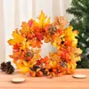 Musgo Halloween Rama Seca Guirnalda de Calabaza Colgante de Puerta Venta al por Mayor Navidad Otoño Círculo de Enredadera de Hoja de Arce Decoración de Ventana