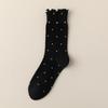 Calcetines de algodón peinado de caña media para mujer con volantes de lunares lunares dulces de algodón cálidos casuales