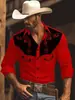 Camisa 3D estilo Western Americano nueva transfronteriza para hombre, manga larga, cuello de solapa retro, top versátil casual