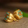 Nepal oro viejo cobre plateado hueco arena antigua oro vintage Loto colgante pulsera collar DIY accesorios al por mayor
