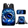 Robô Espacial Astro Bot Mochila Escolar Conjunto de Três Peças Mochila Infantil para Ensino Fundamental Bolsa de Ombro Estojo