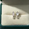 Brincos de Zircônia Gota d'Água para Mulheres Agulha de Prata S925 Estilo Coreano Simples Brilhante Moda Luxo Leve Nicho High-End Brincos