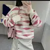 Suéter de otoño e invierno estilo coreano, nuevo, estilo retro holgado y perezoso, para mujer, diseño de color de contraste, suéter adelgazante, top de manga larga