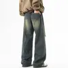 Calça Jeans Rasgada Estilosa Retro Estilo Americano para Homens, Nova Coleção de Primavera, Calça Casual Solta de Perna Larga, Marca Tendência para Homens