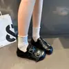 Mocasines Retro con Altura Interior de 5 cm 2026 Nuevo Modelo con Correa de Hebilla Única Zapatos Planos tipo Birkenstock Estilo Británico Zapatos Negros Pequeños de Piel
