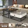 Mesa de Café de Piedra Sinterizada Sala de Estar Hogar Moderno Minimalista Apartamento Pequeño 2026 Nueva Mesa de Café Cuadrada de Vidrio Apartamento Pequeño