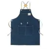 Mandil 502, lona de algodón lavable, tirantes cruzados en H, elegante y versátil, mandil multibolsillos, se puede imprimir con texto o bordar