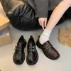 Zapatos de cuero para mujer estilo británico de suela gruesa, nuevos mocasines negros de verano, mocasines JK, mocasines tipo gorro populares