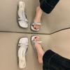 Estilo Noite Francês Chinelos de Fada Delicados para Mulheres Verão Calçado Externo Novo Laço Salto Grosso Sandálias de Salto Alto