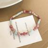 Pulseira de contas com pedra natural e cor contrastante, novo design de nicho feminino estilo Ins, pulseira elástica, pulseira de celebridade da internet de luxo leve